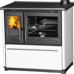 Cucina a legna 8kW 850 vetro bianco sinistra – Plamen